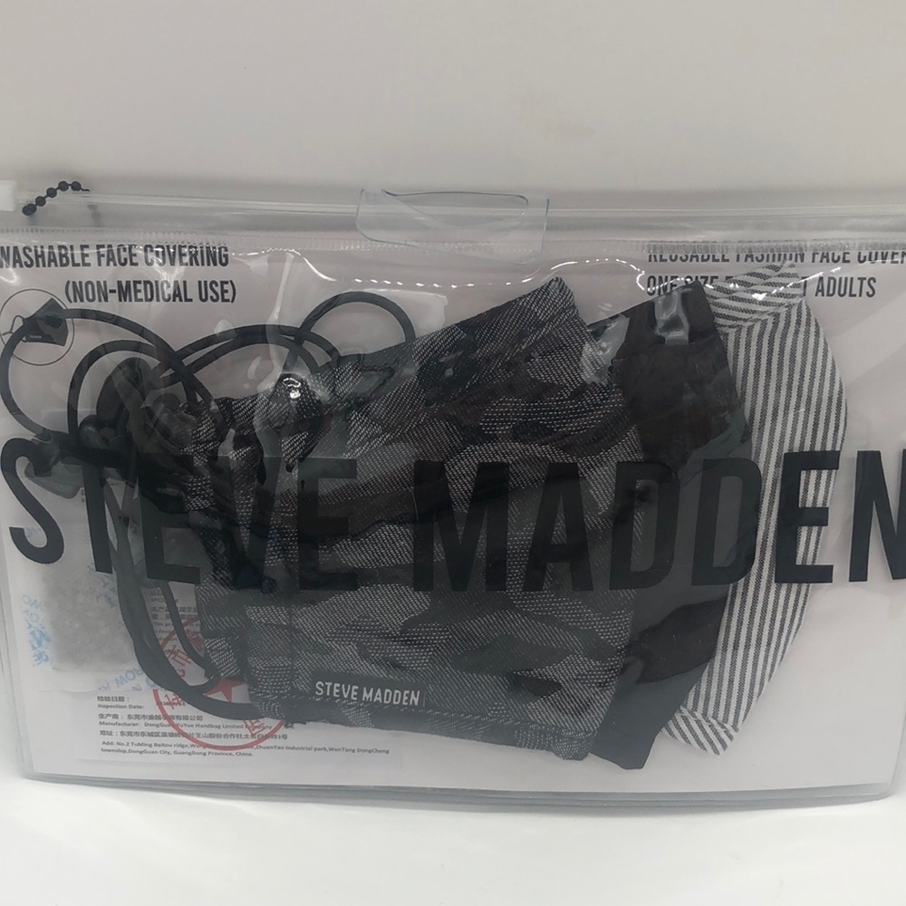 NWT Steve Madden Fashion Washable Face Masks Black
